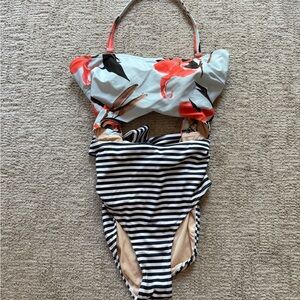 Albion Fit Striped and Floral Cut-Out Women’s Swimsuit